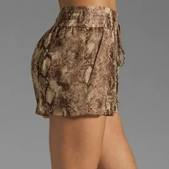Enza Costa Yoryu Chiffon Drawcord Short Snakeskin Print - Picture 2 of 5